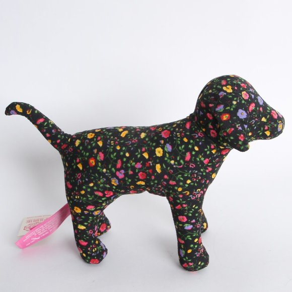 Victoria's Secret - PINK - Black Floral PEACE Collectible Plush Puppy - Picture 3 of 11